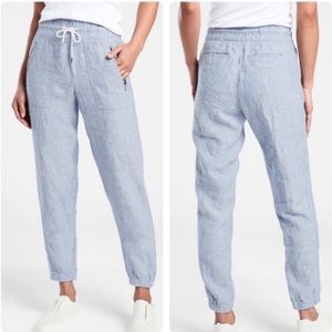 Athleta Cabo Linen Jogger Chambray Blue Size 8.